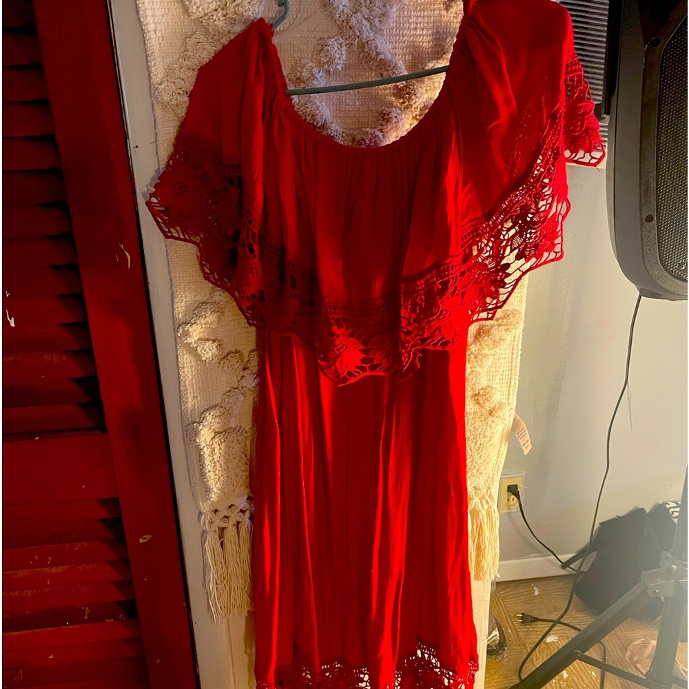 Red knee high off shoulder or not dress